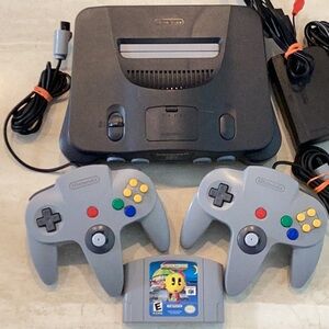 Nintendo 64 Console & 2 Controllers N64 & Ms Pac-Man N64 Game OEM Authentic